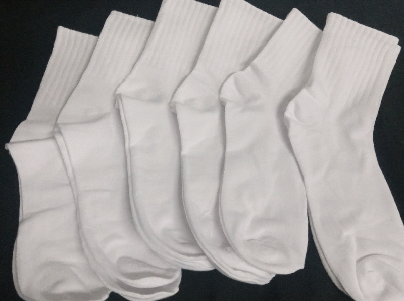 New | 6pck Plain White Crew Socks