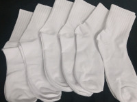 New | 6pck Plain White Crew Socks