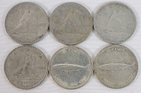 1950 - 1967 Canadian Silver Dime Lot . 1950 , 1951 , 1956 , 1964 & 1967 &times;2 . Six (6) Dimes