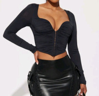 New - Sz. Large Women's FashionNova Gianna Corset Top , Black