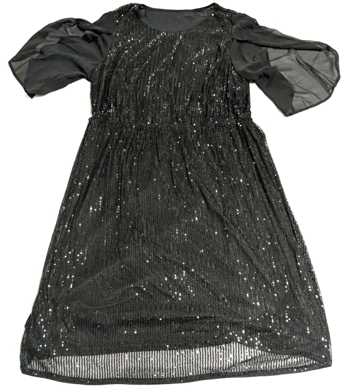 New Size 22-24 Women's BLOOMCHIC Lined Sequin Dress with Short Gauzy Sleeves