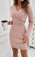 New Size Large Women's Classy Fitted Cable Knit Sweater Dress