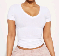 New - Sx. Small Women's FashionNova Natalie Ribbed Tee , White