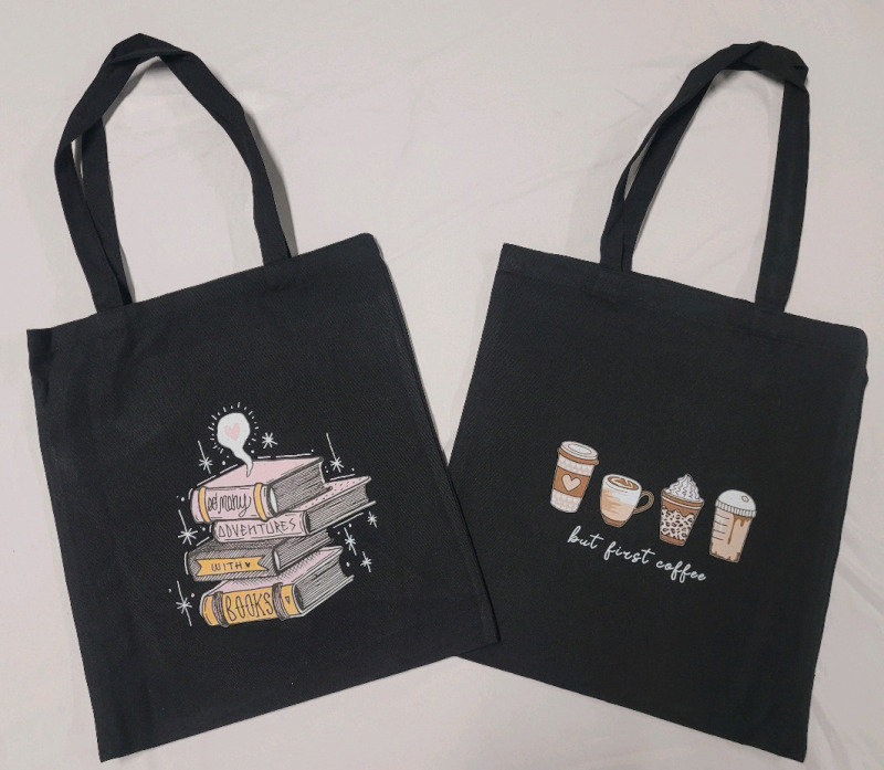 New - Two (2) Women's Canvas Book Bags . Each Bag measures 13.5"&times;14.5"