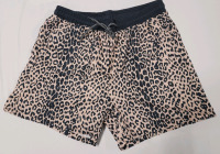 New - Sz. Large Men's Leopard Print Swim Shorts w/Elastic Waist & Tie-Up String