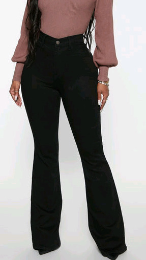 New - Sz. 7 Women's FashionNova Deep in My Soul Flare Jeans , Black
