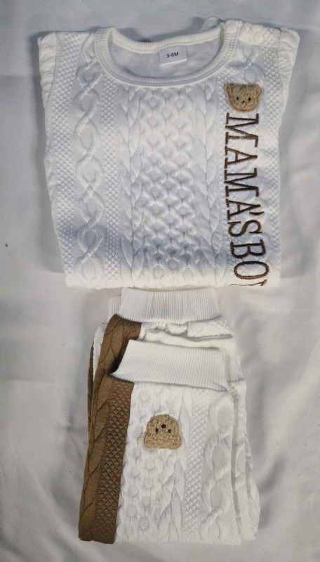 New | 3-6M Kids Knit Pajamas " Mamas Boy "