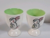 Vintage Japan Bunny Egg Cups , Set of 6 . No chips or cracks . Minor flea bites on one cup - 2