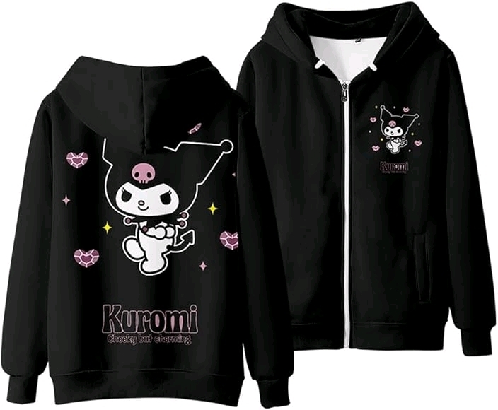New sz Small Women's Kuromi Zip Up Hoodie Sweatshirt