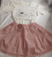 New | 6y Kids Cat Tshirt & Pink Skirt