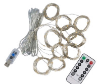 New | Icicle Curtain Lights w/ Remote Controle & 8 Settings | 3M Long Leading Wire