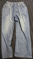 New Women's 0XL Distressed Drawstring Jeans.