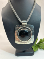 Statement Large Square Pendant W/ Mesh Chain