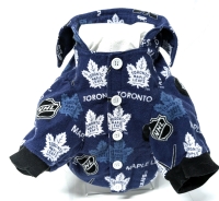 Size Small/Med Dogs | Adorable Handmade TORONTO MAPLE LEAFS Flannel Button-Up Dog Shirt with Leash Clip
