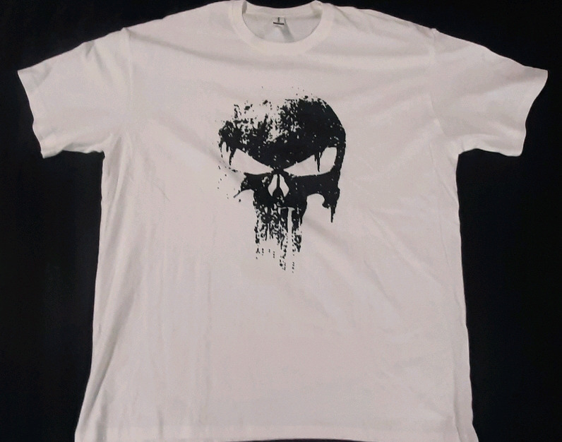 New White Punisher Black Logo Size 2XL
