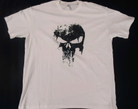 New White Punisher Black Logo Size 2XL