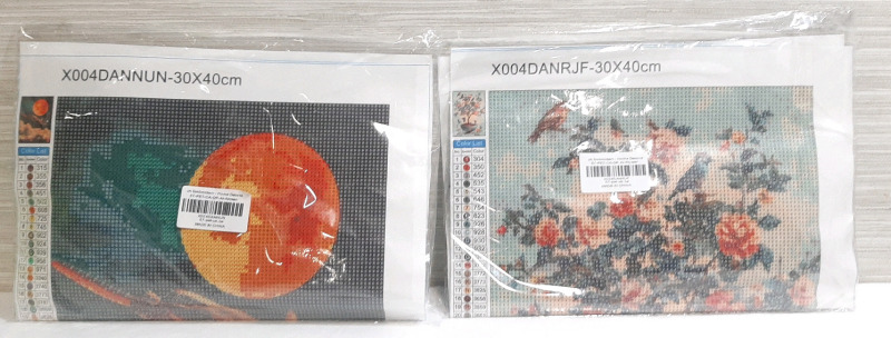 2 New Diamond Painting Sets, Plane & Flowers