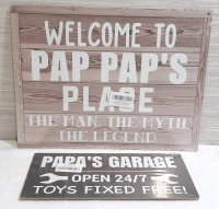2 New Papa Wooden Signs, 15"x11&frac12;" & 12"x6"