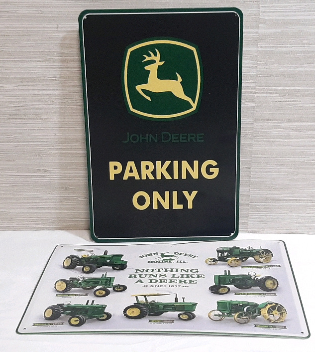 2 New John Deere Metal Signs, 12"x8"