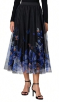 New XL Women's Floral Butterfly Print Mid Skirt.