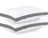 2 New - Utopia Bedding Queen Size Gusseted Piping Bed Pillows , (Grey), Vacuum Sealed . - 2