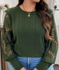 New | 2XL Womens Green Round Neck Ribbed Knit Shirt