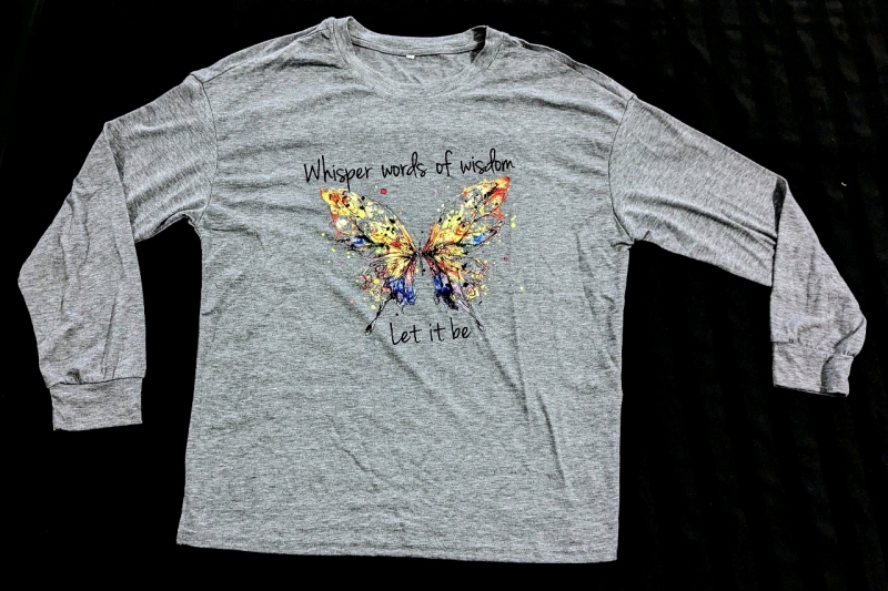 New Size Med Women's "Whisper Words of Wisdom : Let It Be" Beatles-Inspired Long-Sleeve Shirt