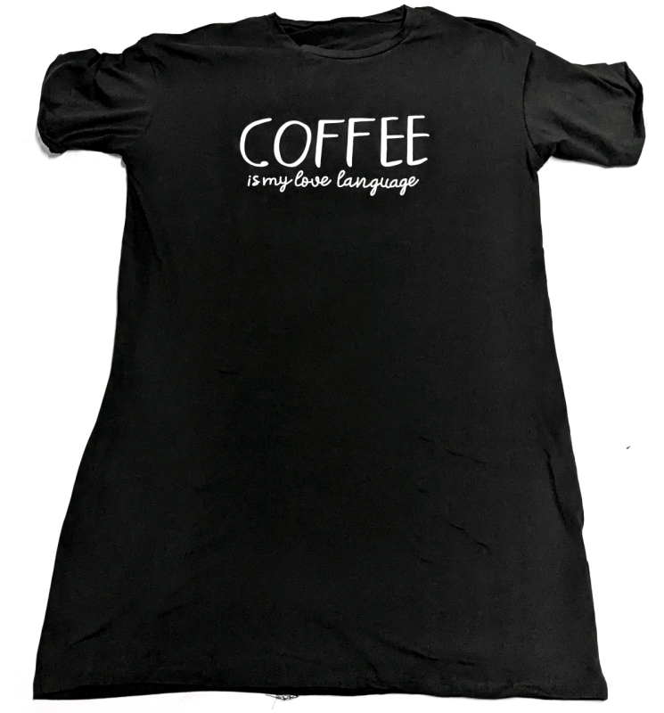 New Size Large Women's Oversized "Coffee is My Love Language" Long Night Shirt / T-Shirt Dress