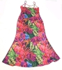New Size Large Women's Gorgeous Brightly Coloured Tropical Floral Stretchy Fitted Maxi Dress w Adjustable Spaghetti Straps - 2