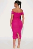 New sz Large Women's Fashion Nova Simple And Sweet Mesh Ruched Dress - Fuchsia - 2