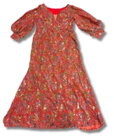 New Size 1XL Women's Lined Super Sparkly Intricately Detailed Dress with Puffy Sleeves & Zipper at Back