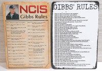 New NCIS Gibbs Rules Metal Signs, 12"x8"