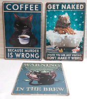 3 New Animal Metal Signs, 12"x8"