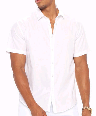 New - Sz. Medium Men's NovaMen Ryland Short Sleeve Button Up Shirt , White