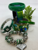 Green Wide Bracelets Green Rhinestone Watch Charm Bracelet Green Glass