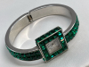 Green Wide Bracelets Green Rhinestone Watch Charm Bracelet Green Glass - 2