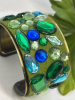 Green Wide Bracelets Green Rhinestone Watch Charm Bracelet Green Glass - 5