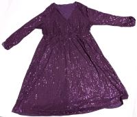 New Size 18-20 Women's BLOOMCHIC Supremely Sequinned Long-Sleeve Pleated Dress with Stretch