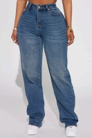 New - Sz. 9 Women's FashionNova Left Him Speechless Straight Leg Jeans , Medium Wash