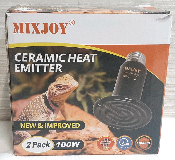 New Mixjoy 2-Pack 100w Ceramic Heat Emitter for Reptile Habitats
