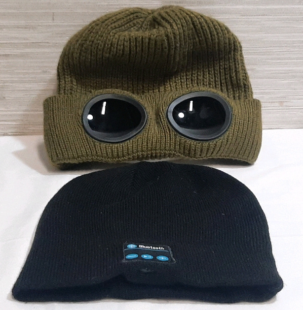 New Bluetooth Black Toque with Speakers Inside & New Green Goggle Toque with Rim