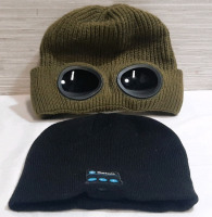 New Bluetooth Black Toque with Speakers Inside & New Green Goggle Toque with Rim