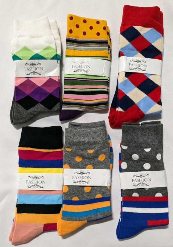 6 New Pairs of "Fashion" Socks (Ladies Size 7-13)