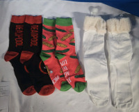 3 New | Pairs Of Assorted Socks | Includes 2 Themed Crew Socks & Thigh High Socks