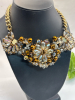 Parrot Pave Brooch / Statement Beaded Necklace / 6 Crystal Encrusted Bangles - 4