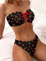 New Size XL Women's 2-Piece Strapless Cherry Bikini Set