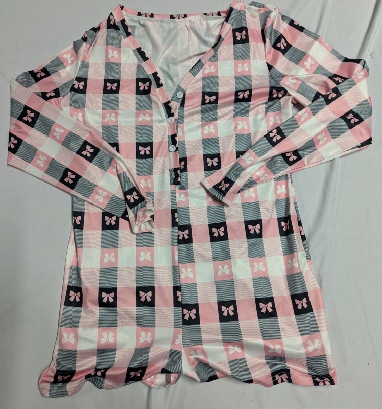 New XL Women's Button Up Satin Like Pajama Top.