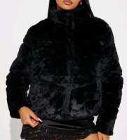 New - Sz. Small Women's FashionNova All Fur It Faux Fur Jacket , Black