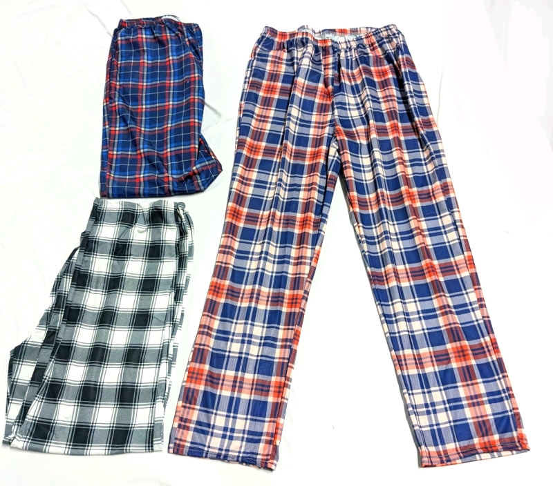3 New Size Med Women's Plaid Print Elastic Waist Lounge Pajama Pants