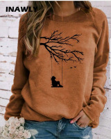 New XL ladies long sleeve casual tree print